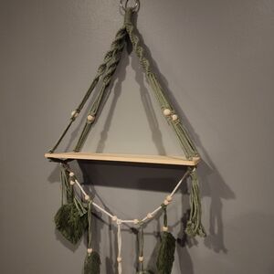 Green Macrame Wall Shelf